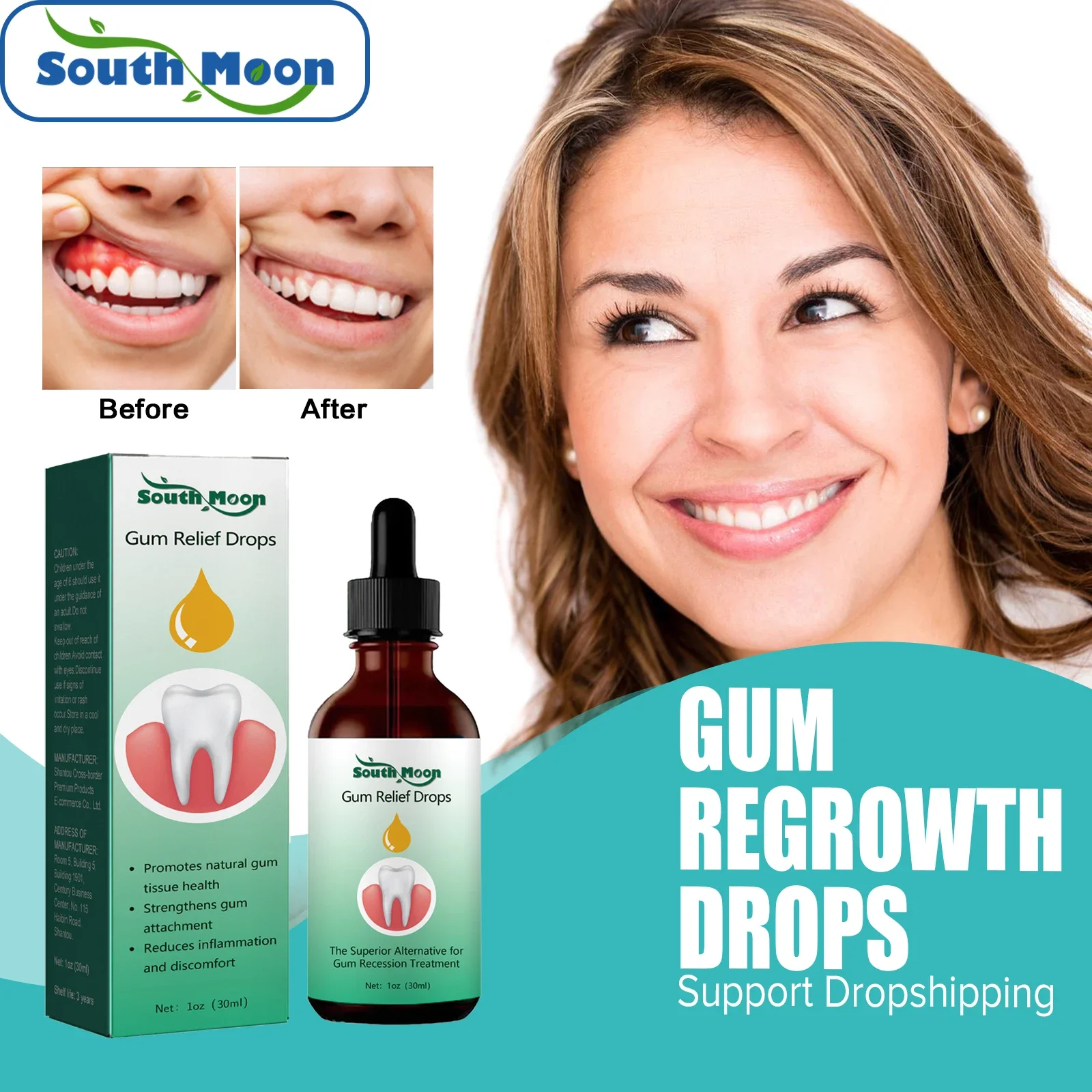 

Gum Regrowth Drops Relieve Mouth Periodontal Gingival Bleeding Pain Treat Receding Gums Bad Breath Antibacteria Oral Clean Care