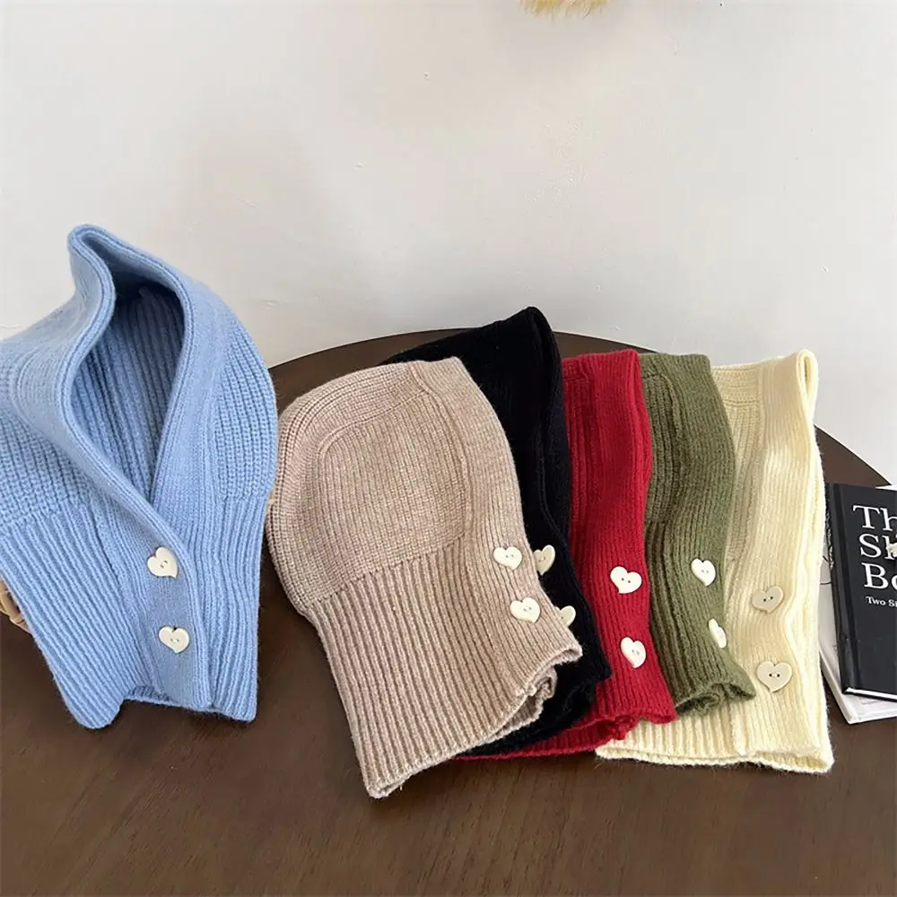 Solid Color Woolen Knitted Children Hat Winter Warm One Piece Ear Protection Cap Korean Style Shawl Hat For Boys Girls