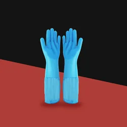 Pet Grooming & Cleaning Soft Silicone Gloves with Shampoo Scrubber (Long Shaped Blue)