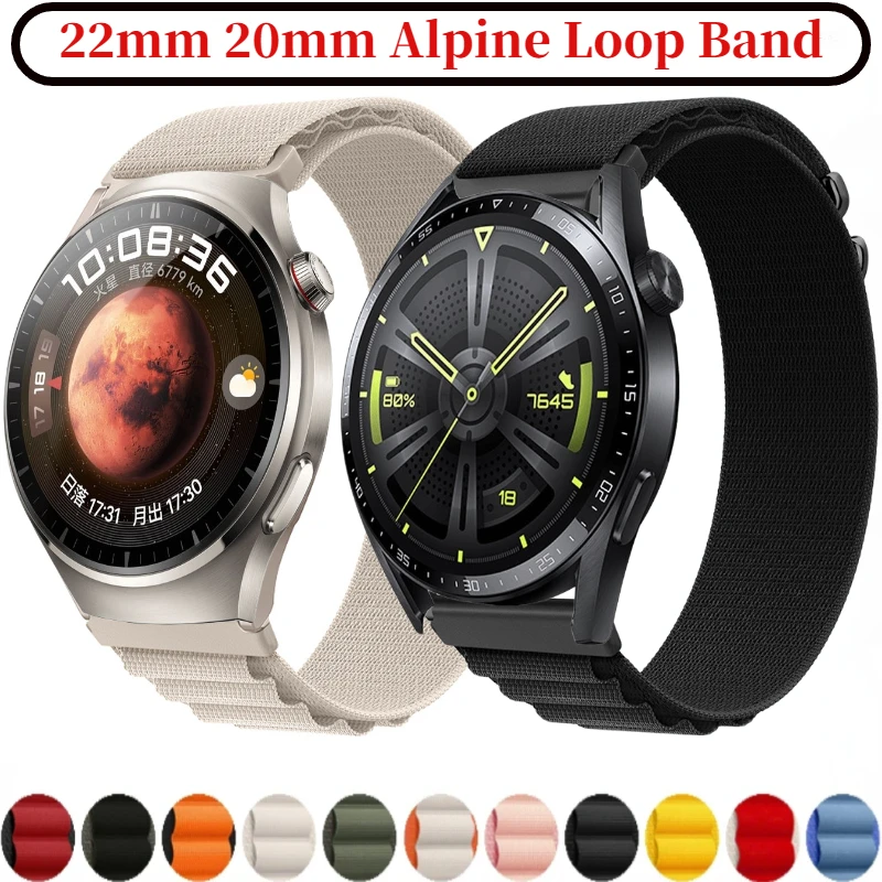 Durable Nylon Alpine Loop Strap, 20mm/22mm, for Smartwatch Bracelet Wristbands