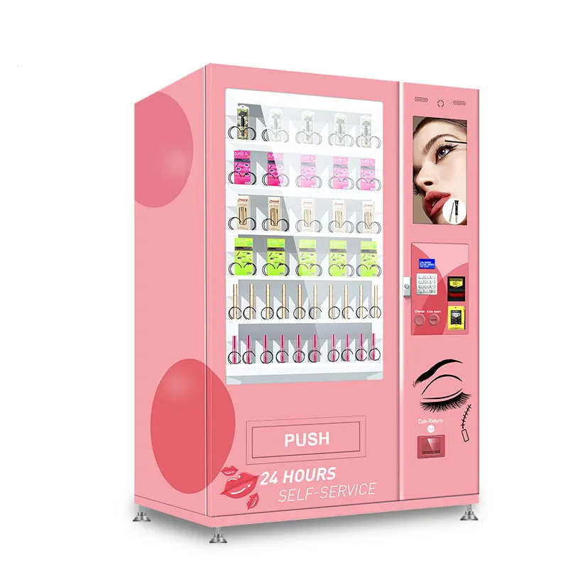 

Pink Custom Eyelashes Vending Machine for False Lashes Makeup Cosmetics Hair Lash Vending Machines Beauty Sale with LED Screen