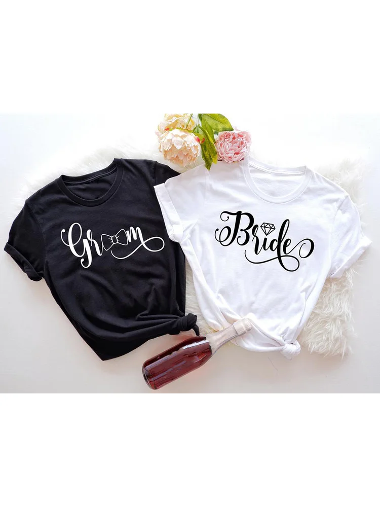 1 Pcs Groom And Bride Wedding Party Clothes Bachelorette Party Couple Matching T Shirt Graphic Tee Short Sleeve Harajuku T Shirt T Shirts Aliexpress