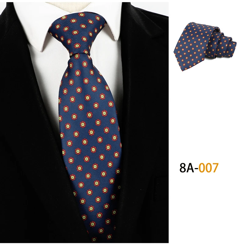 Herrenmode-Krawatte, 8 cm, weiche Neuheits-Krawatte, blau, rot, grün, Farbe, Krawatten für Männer, gepunktetes Blumen-Krawatte, Hochzeit, Geschäftsgeschenk – Detail 10