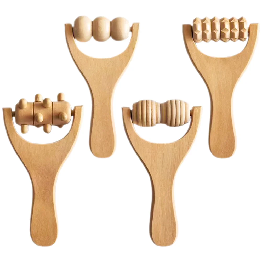 

4 Pcs Foot Massage Tool Wooden Tools Massager Roller Scraping Tablets/boards Rollers