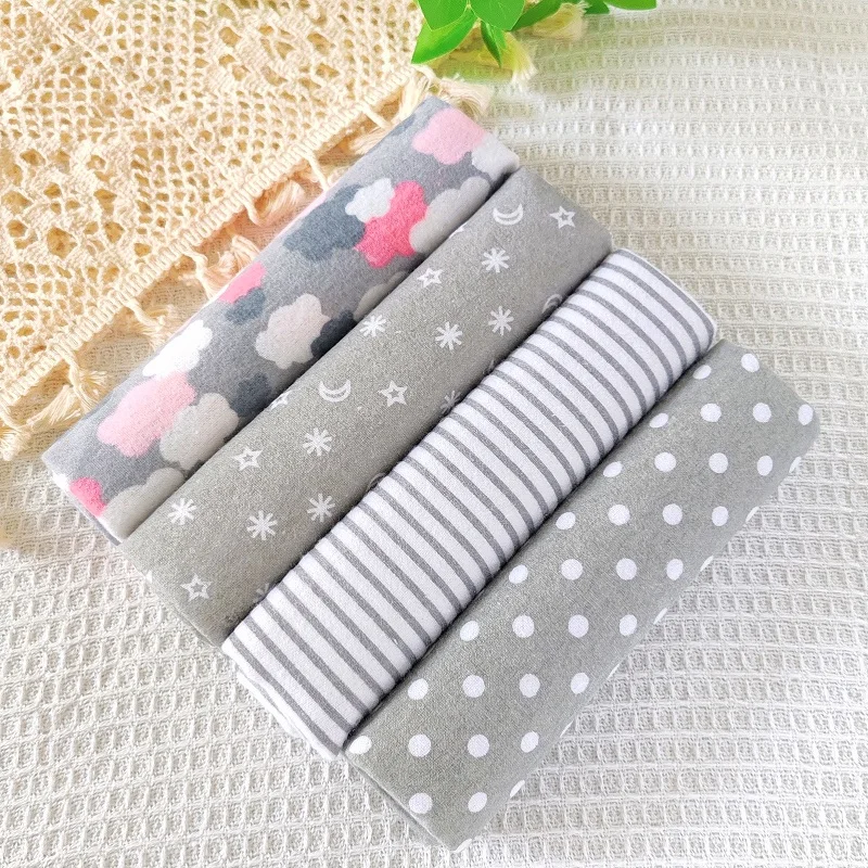4pcs/pack 100% Cotton Flannel Diapers Supersoft Receiving Baby Blanket Newborn Wrap Cartoon Baby Bedsheet Print Blanket Swaddle 5