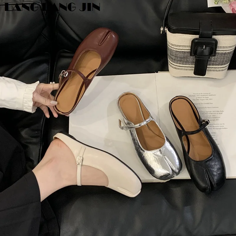 Women Tabi Ninja Slippers Brand Mules Soft Microfiber Comfy Flats Fashion Split Toe Slides Casual Loafer Shallow Ballerina Mujer — view 2