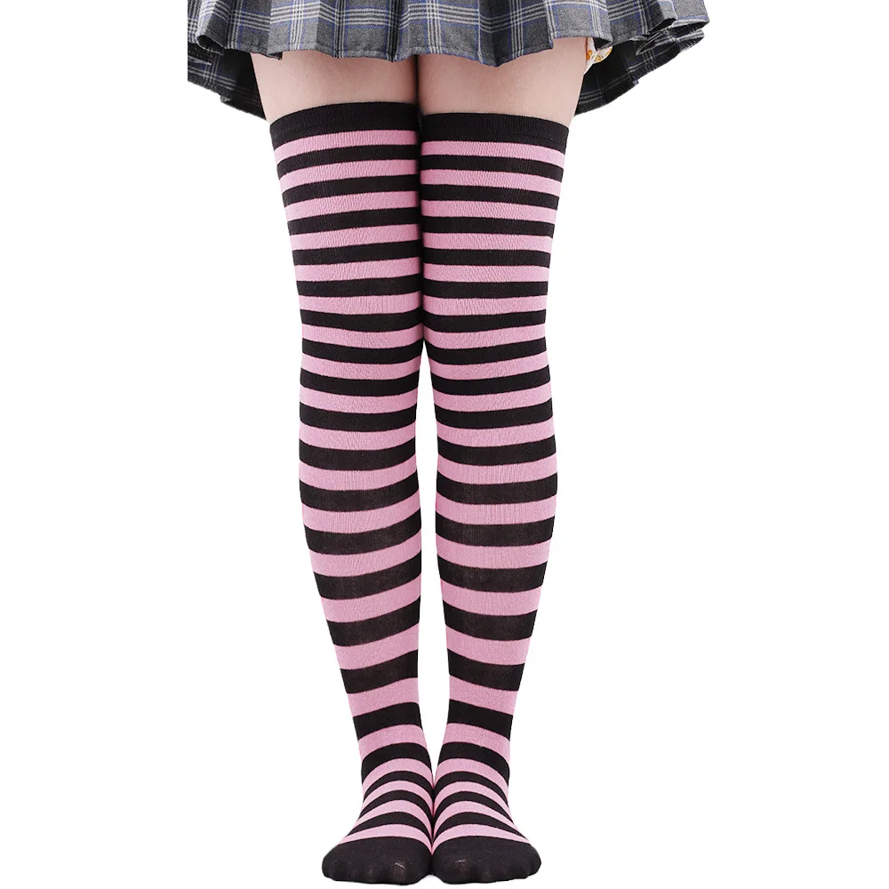 Gestreifte lange Socken für Damen, über dem Knie, hohe Strümpfe, Weihnachten, Halloween, Cosplay, Anime, Performance, Party, Nadelstreifen-Socken, Geschenke, Neu – Detail 28
