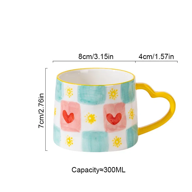 300ml Cute Ceramic Mug Creative Hand Made Coffee Cup Couples Cup Breakfast Milk Tea Mug Mother's Day Gift Wedding Gift