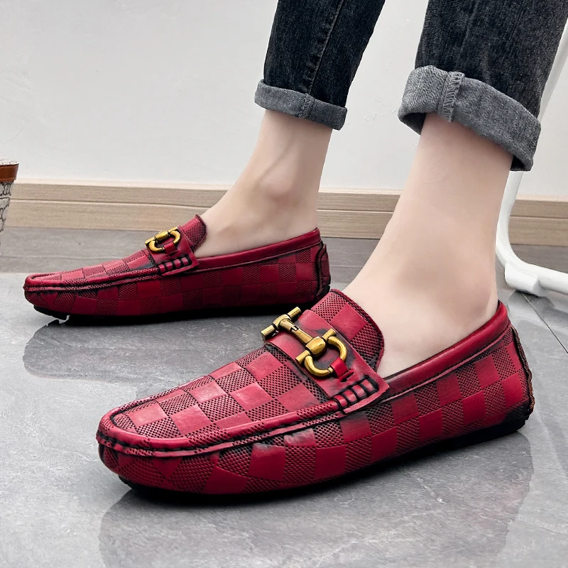 Red White Mens Shoes Luxury Business Casual Slip on Formal Loafers Men  Moccasins Italian Male Driving Shoes Daily Sneakers - AliExpress