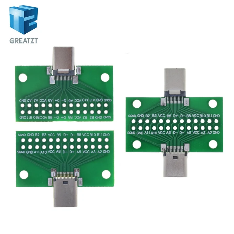 Typ-C Stecker auf Buchse USB 3.1 Test PCB Board Adapter Typ C 24P 2,54mm Stecker Buchse für Datenleitung Draht Kabel Übertragung