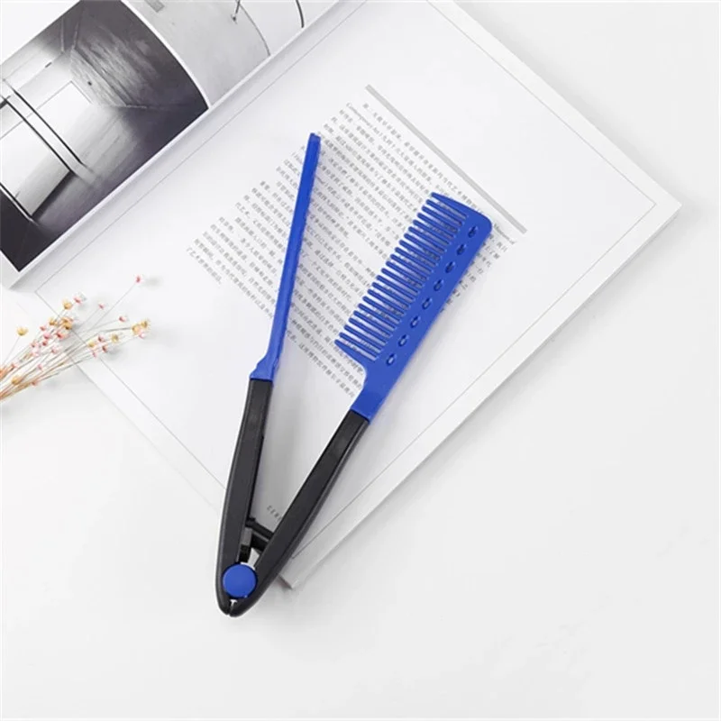 Professional V-Shaped Straightening Brush for Real Hair and Salon Use