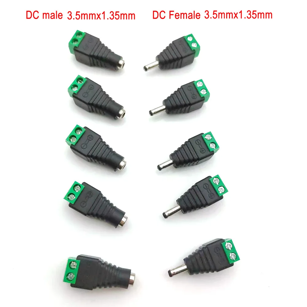 

5Set 5.5mmx2.5mm 3.5mmx1.35mm Female Male DC Power Plug Adapter Female Plug Jack Adapter Connector Male Plug Socket green