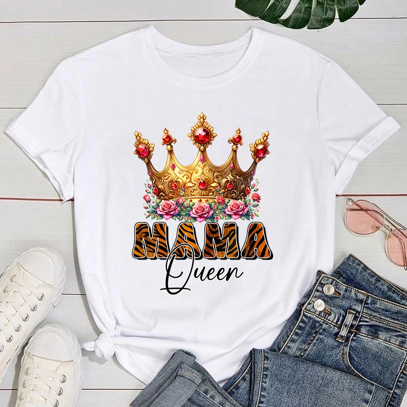 

Mother's Day T shirt New Mama Queen Print T-Shirt Women Fashion Short Sleeve Casual Summer Tops Tees