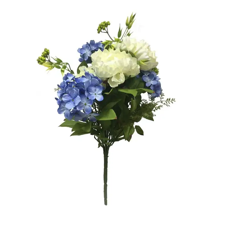 

Artificial Blue and White Mixed Peony and Hydrangea Bush. Angela flowers official store Strawberry decoration Flowers for wedddi