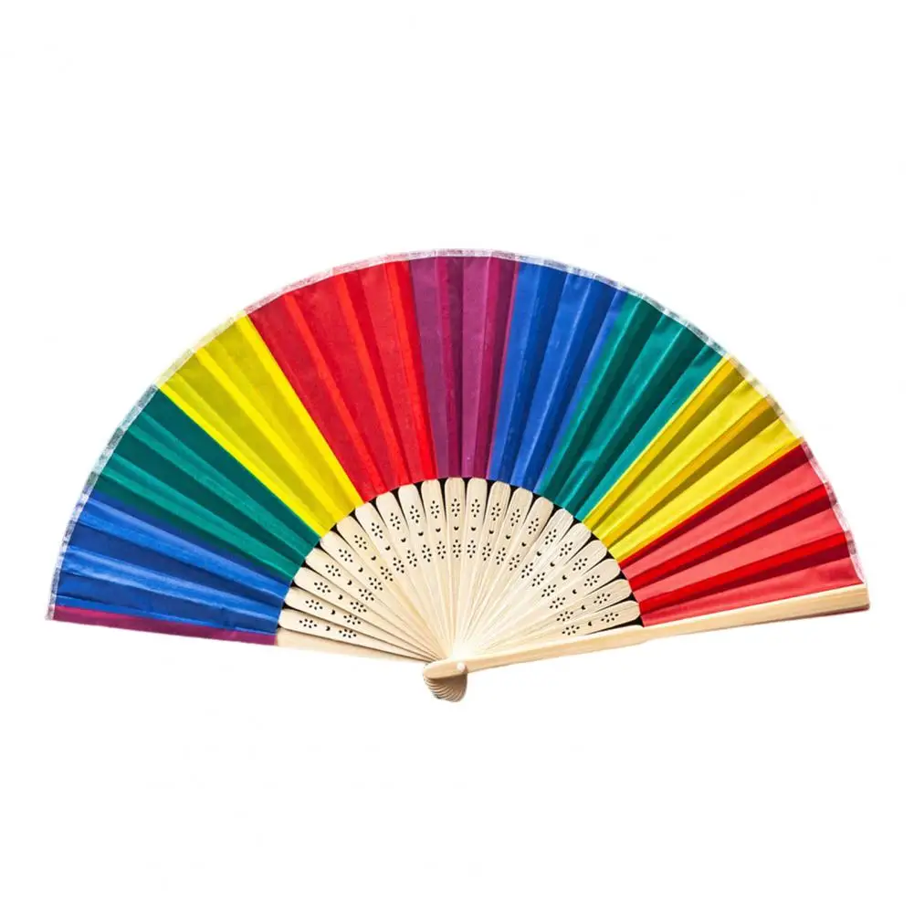 Ventaglio pieghevole a mano colorato, confezione da 12 pezzi, decorazione arcobaleno per feste a mano pieghevole per donne e uomini