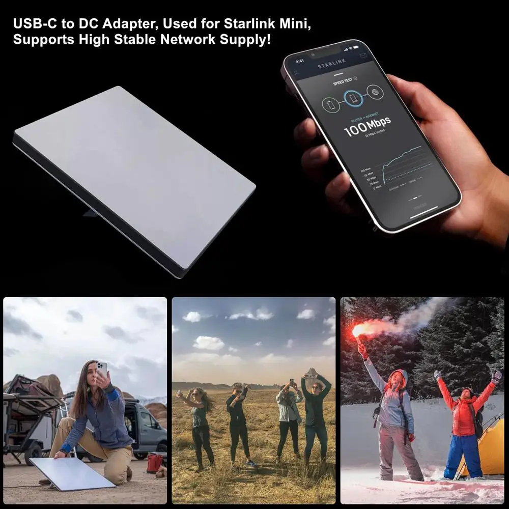 USB C Female to DC Power Adapter for Starlink Mini PD 100W Type C Charge Extension Adapter with Outdoor Waterproof DC Barrel 6