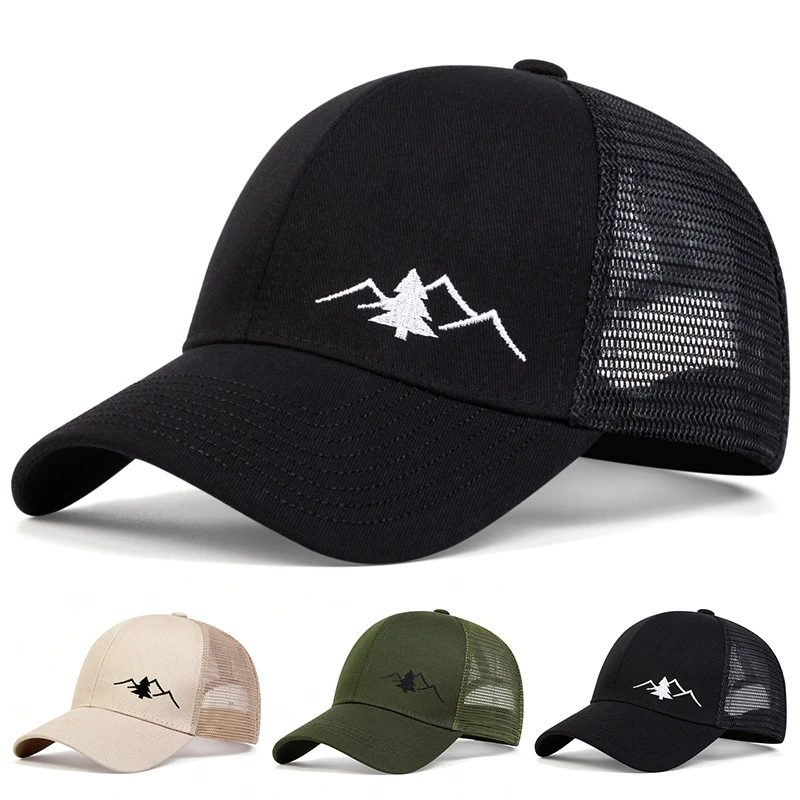 Modische Berg-Stickerei Baseballkappe Sommer Atmungsaktive Mesh-Kappen Verstellbare Hip-Hop Trucker Hüte für Männer und Frauen Outdoor Sonnenhüte – Detail 1