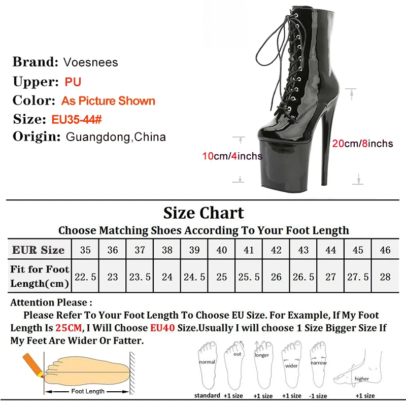 Women Heels Boots  Autumn Stiletto Sexy Platform High Heels 20cm/8Inch Lace-up Roman Boots Round Toe Black Modern ANKLE  Boots
