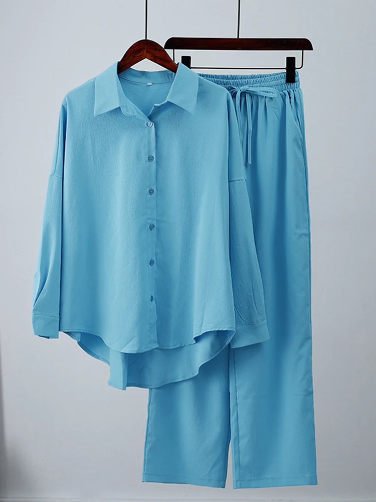 Conjunto Moletom Feminino PINSPARK 2 Peças - Calça Perna Larga E Agasalho Com Zíper | Azul Celeste