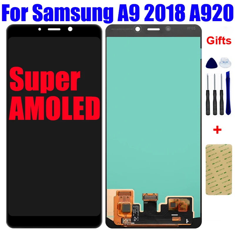 

ЖК-дисплей Super AMOLED для Samsung Galaxy A9 2018 A920 A920F, ЖК-дисплей, экран, модуль Pantalla, сенсорная панель, дигитайзер, датчик в сборе