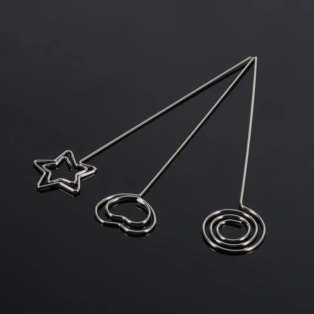 실버 DIY 공예 금속 라운드 와이어 포토 카드 그림 메모지, 노트 디스플레이 클립 홀더, 3 가지 스타일 라운드 스타 러브 하트, 50 개