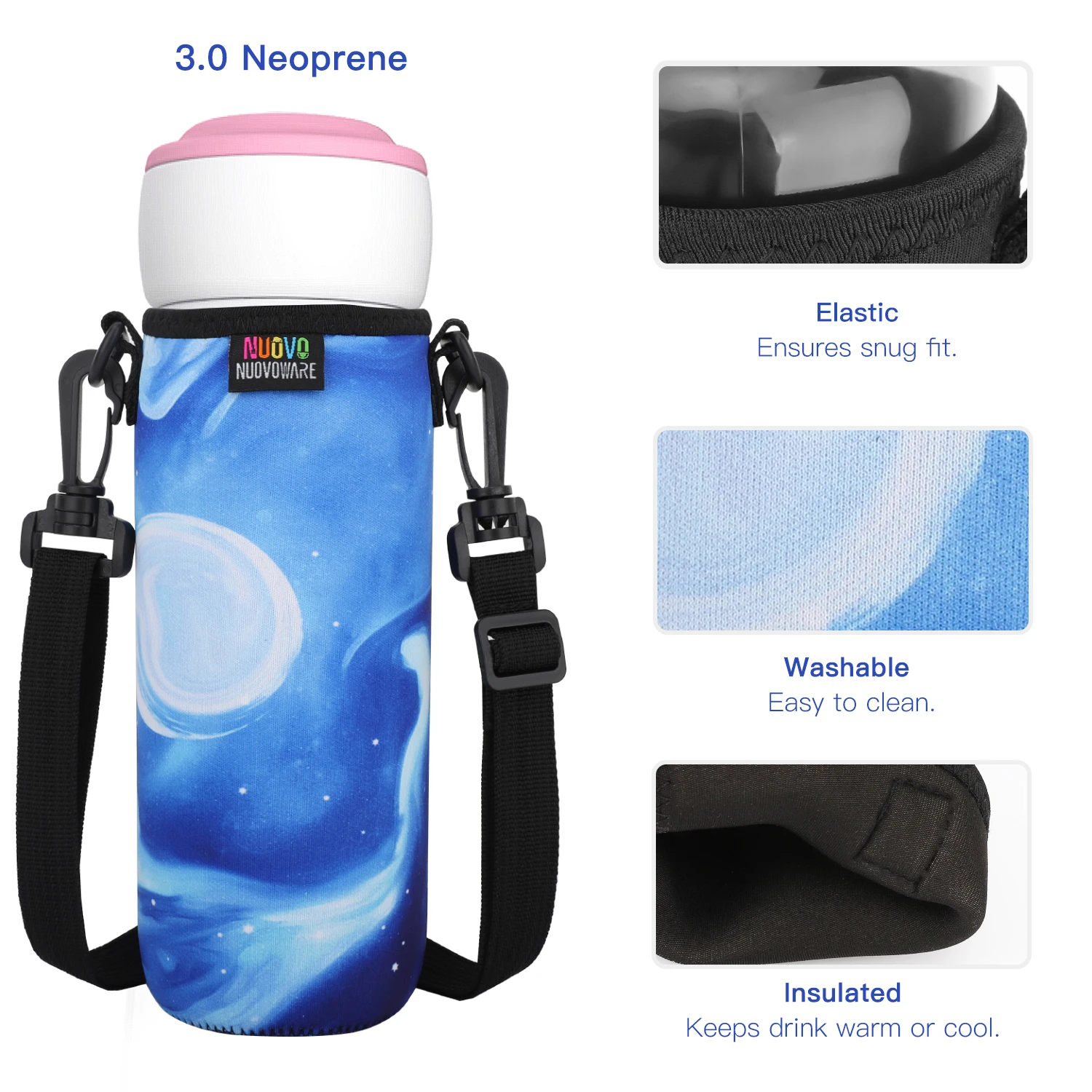Wanty Neoprene 17 oz Insulated Water Drink Bottle Cooler Carrier Cover Sleeve Tote Bag Pouch Holder Strap for Climbing Cycling and Running Outdoor