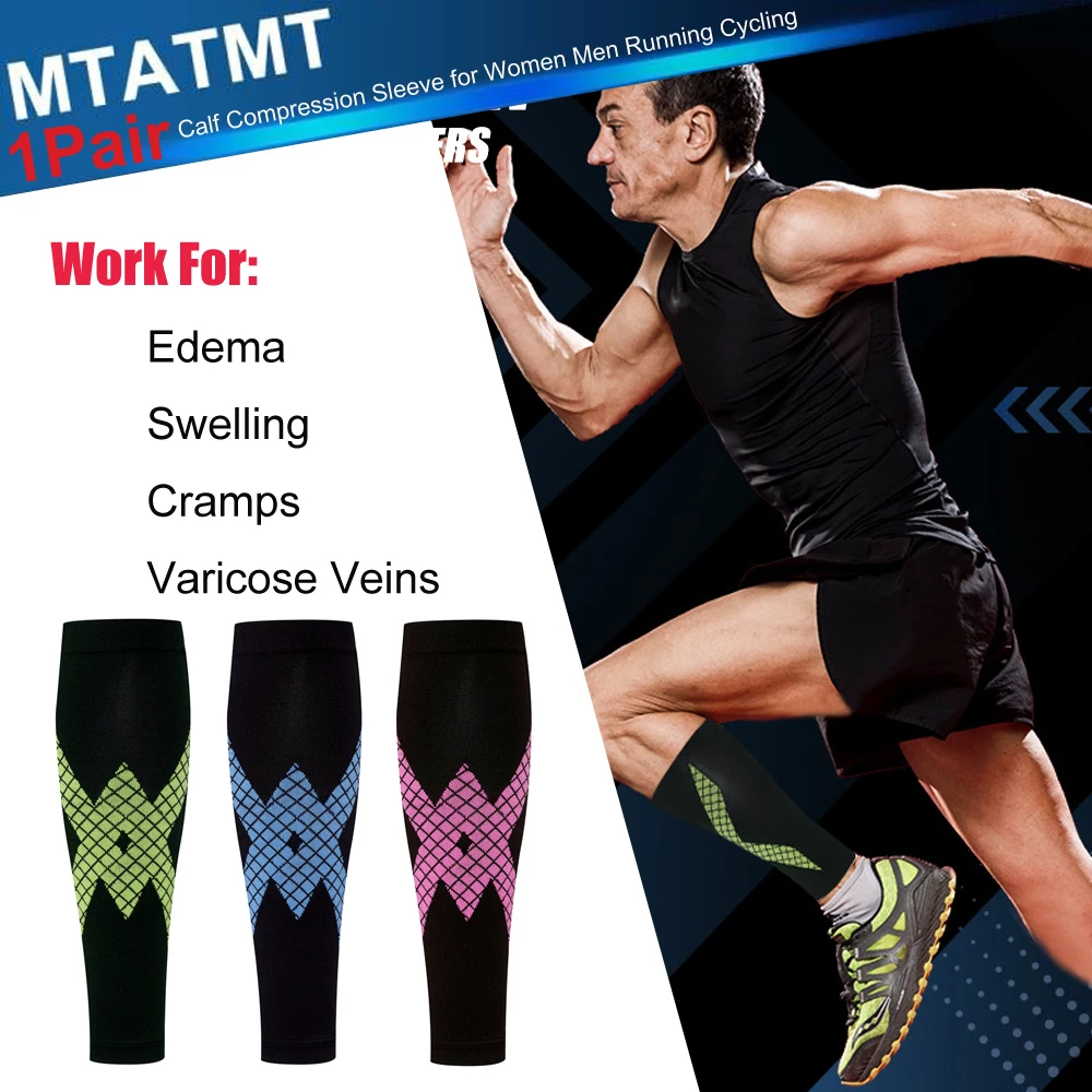 MTATMT 1Pair Running Sports Compression Sleeves Cycling Leg Calf Shin  Splints Knee Pads Protection Varicose Vein Pain Relief