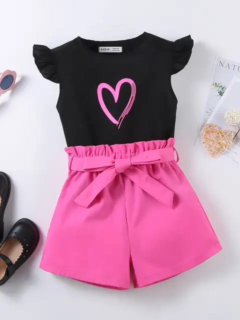 مجموعة طباعة الحب للفتيات ، أزياء الصيف 1