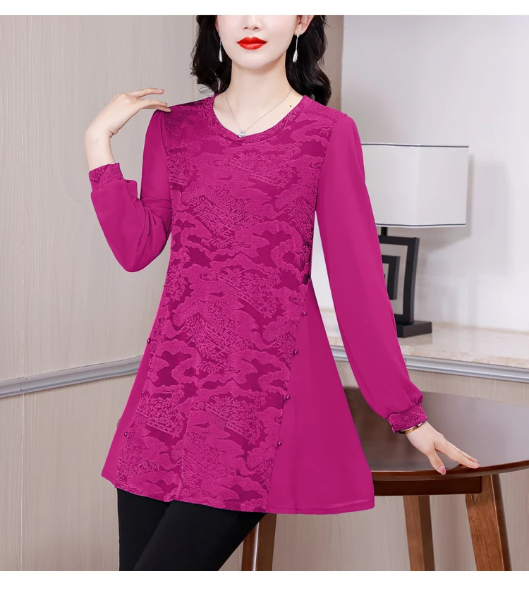 L-5XL Loose Clothes 2024 Women Spring Long Sleeve Elegant Ruffles Shirts Casual Retro Floral Tunic Peplum Tops And Blouses
