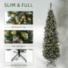 6.5 Ft Pre-Decorated Pencil Christmas Tree Pre-Lit Holiday Tree with 699 PVC Flocked Frosted Tips 350 LED Warm White Lights 4