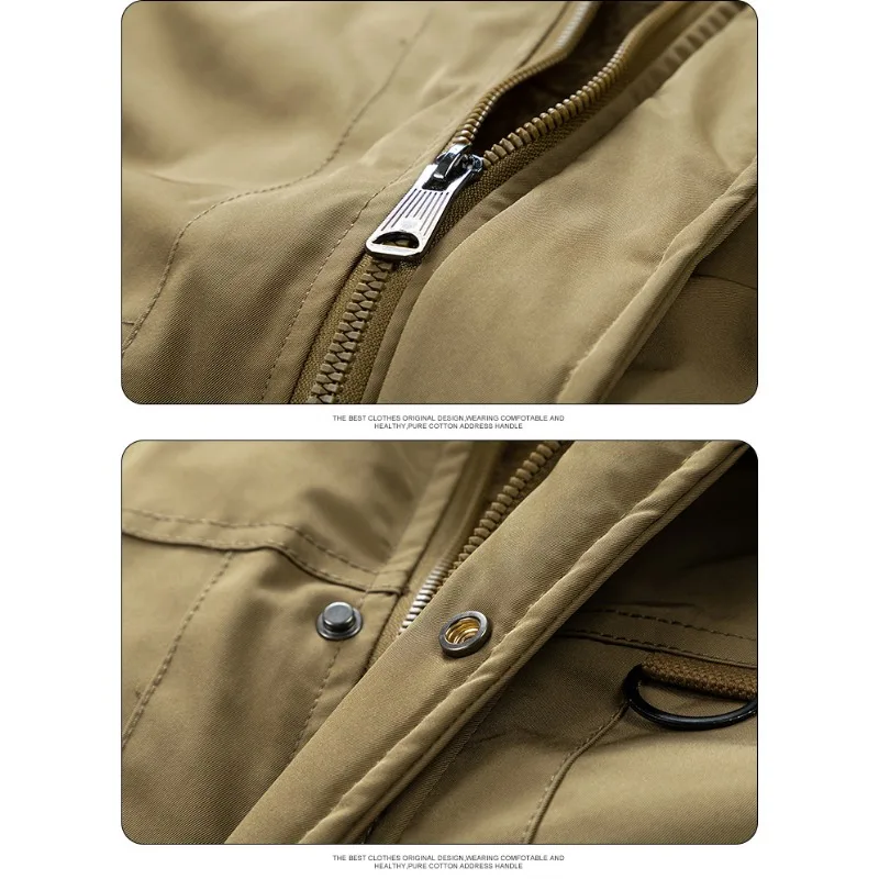 Autumn Witer New Men Fashion Thicken Trench Casual Fleece Turtleneck Jackets Hooded Warm Windbreaker Winter Jacket
