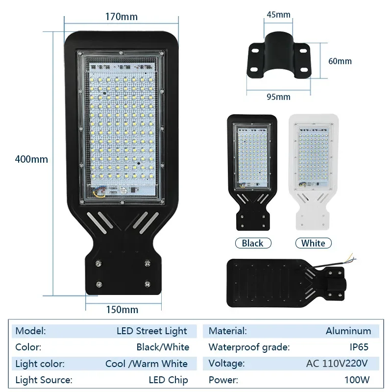 LED street lamp 100W outdoor lighting waterproof wall lamp AC110V 220V spotlight for country house led street lamp