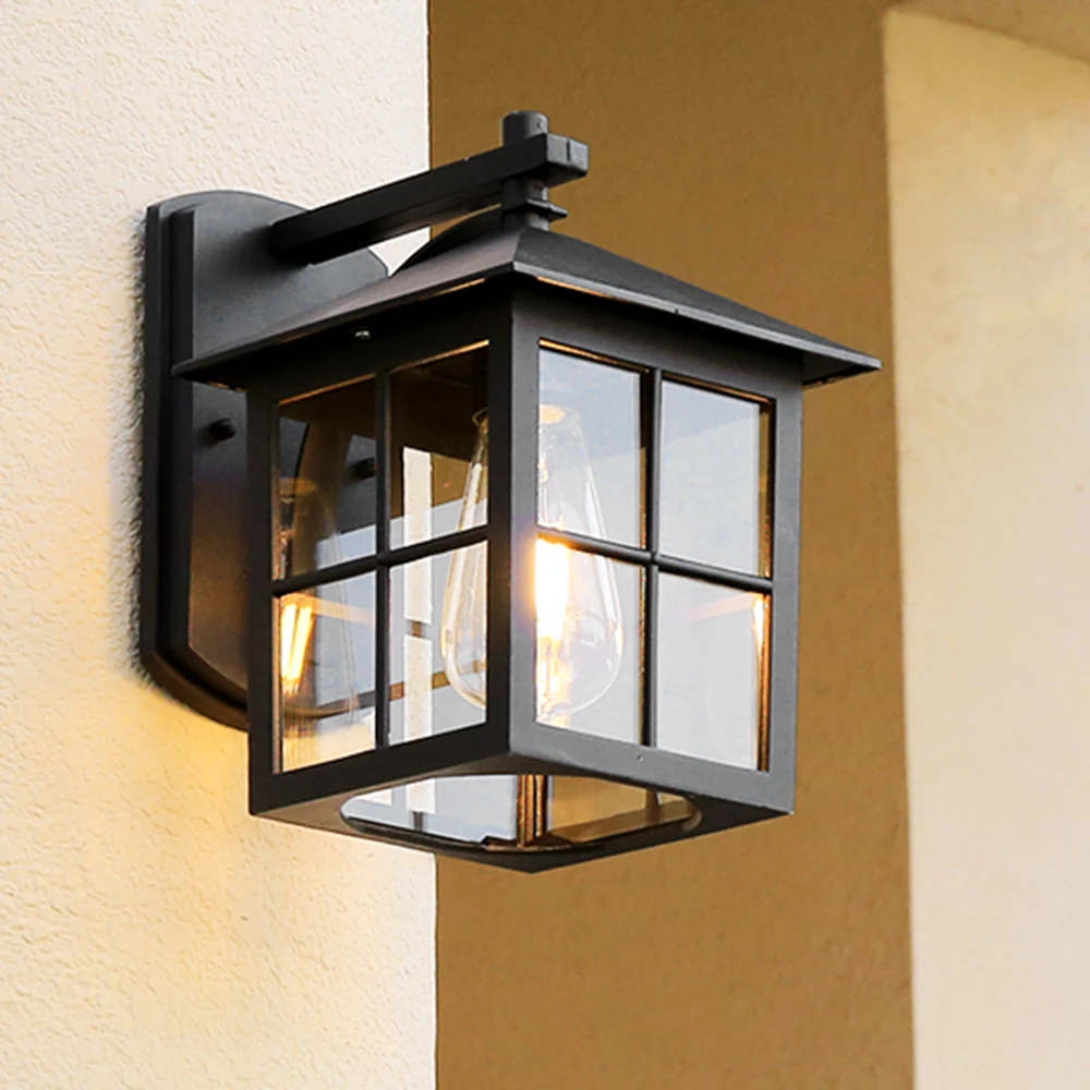 Outdoor Vintage Wall Lamp E27 Bulb Sconce Light Fixtures Retro LED Wall Lamp Porch House Home Yard Garden Lighting Black Bronze wall light outdoor porch light