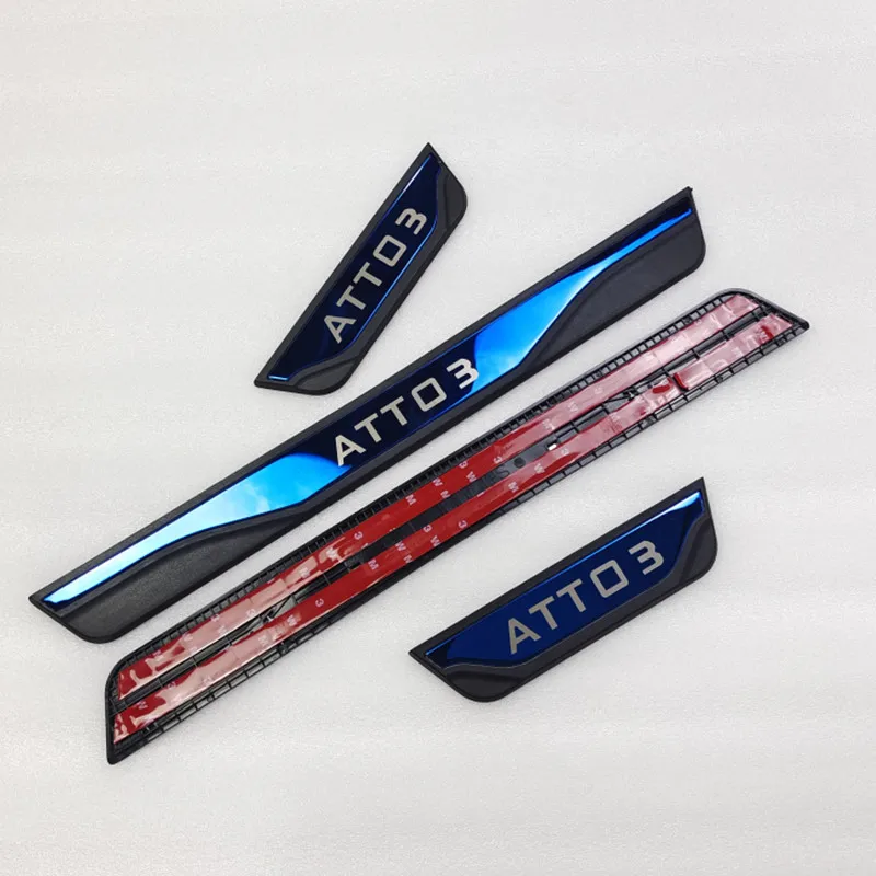 4pcs Welcome Pedal Car Scuff Plate Pedal Door Sill Pathway For BYD ATTO 3 Atto 3 car styling Auto Parts Accessories car door sill scuff plate