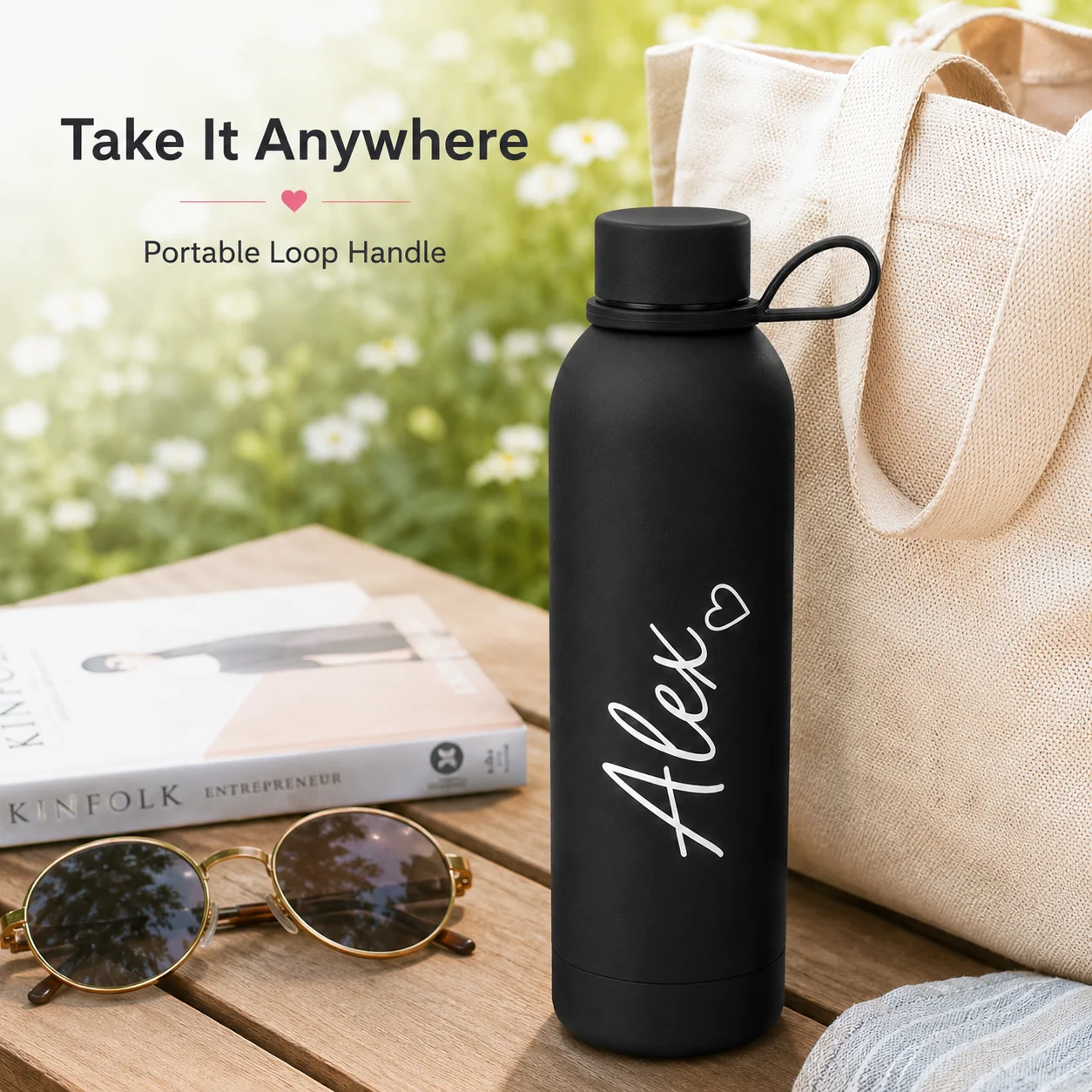 Personalized Custom Name Pattern Water Bottle Stainless Steel Vacuum Insulated Flask Portable Travel Thermos Engraved Gifts