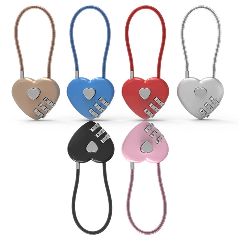 Mini Love Heart Shape Password Padlock Travel Luggage Package Password Lock
