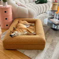 Custom Luxury Large Washable Orthopedic Waterproof Memory Foam Boucle Pet Dog Bed Pet Beds Removable Cover