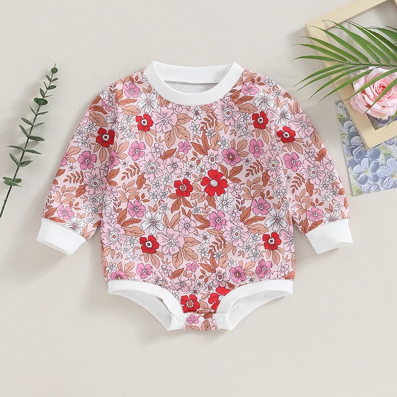

Newborn Oversized Romper Baby Girl Flower Sweatshirt Long Sleeve Pullover Bodysuit Sweater Fall Clothes