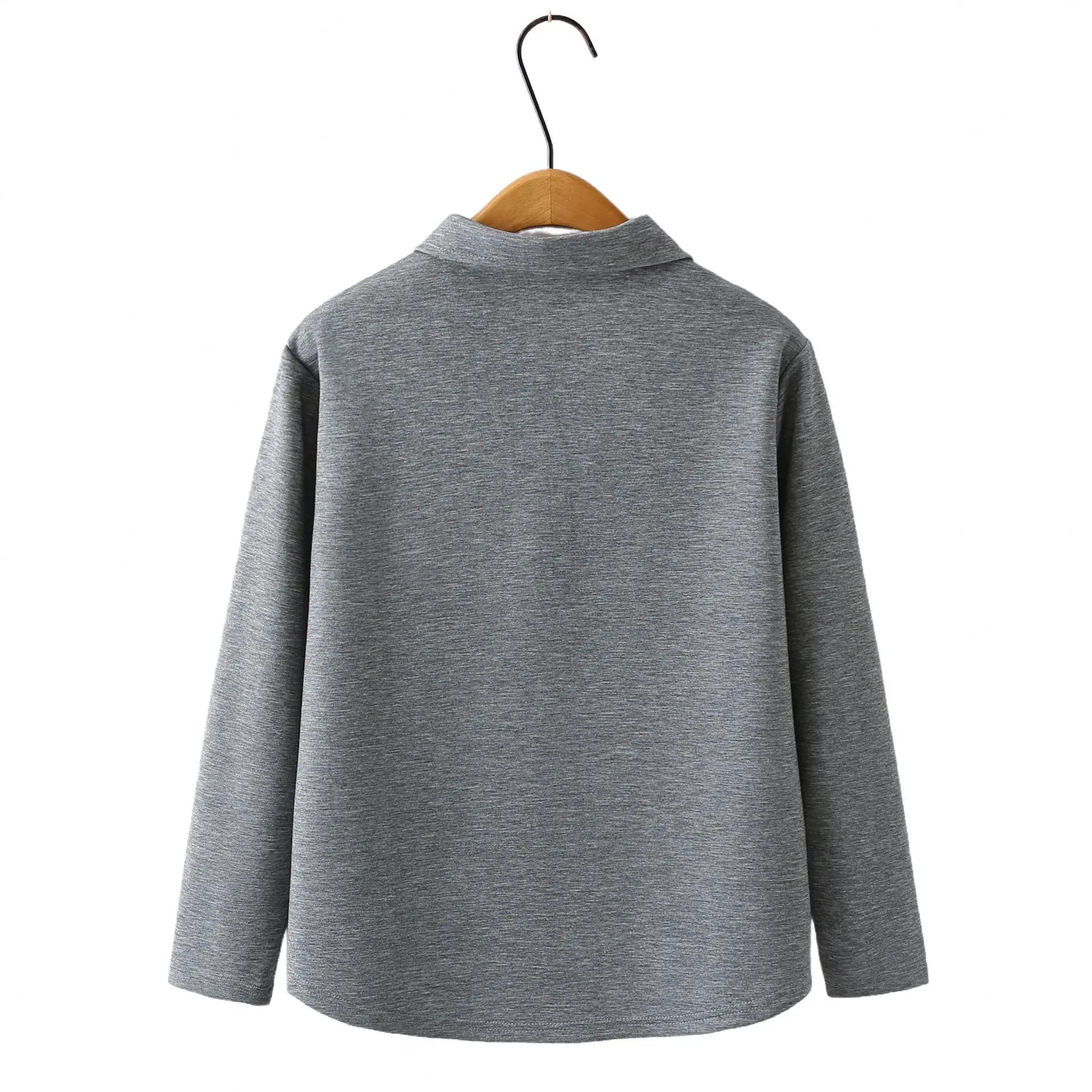 XXXXL Fashion Plus Size Women's T-Shirt New Autumn Simple three-dimensional Cut POLO Collar Long Sleeved Inner Top 2558