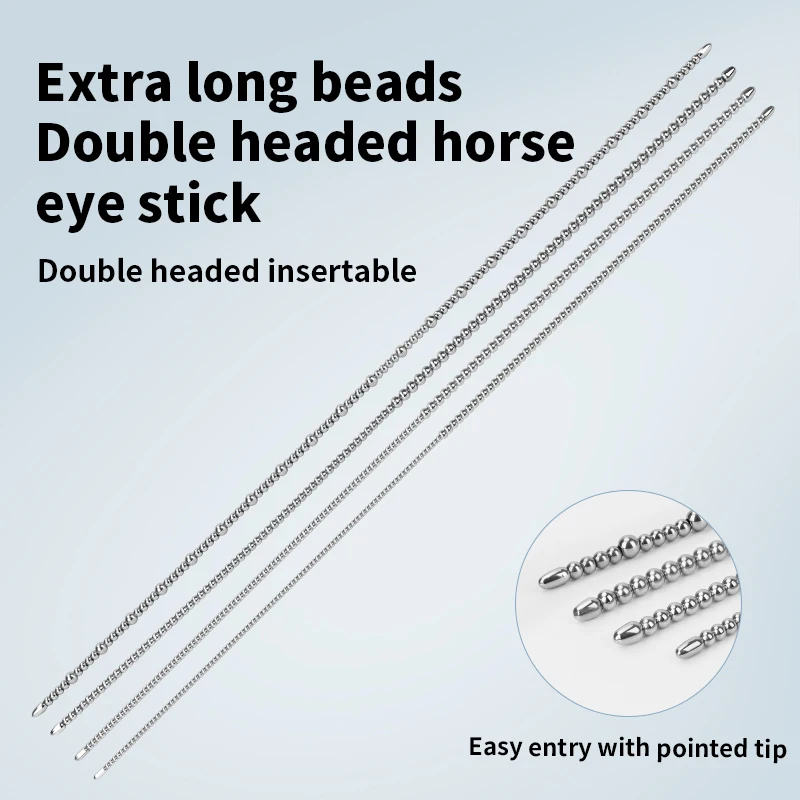 Extra long Urethra Plug Stainless Steel Horse Eye Stick Beads Man Masturbator Urine Blockage Penis Stimulation Sex Toys For Male
