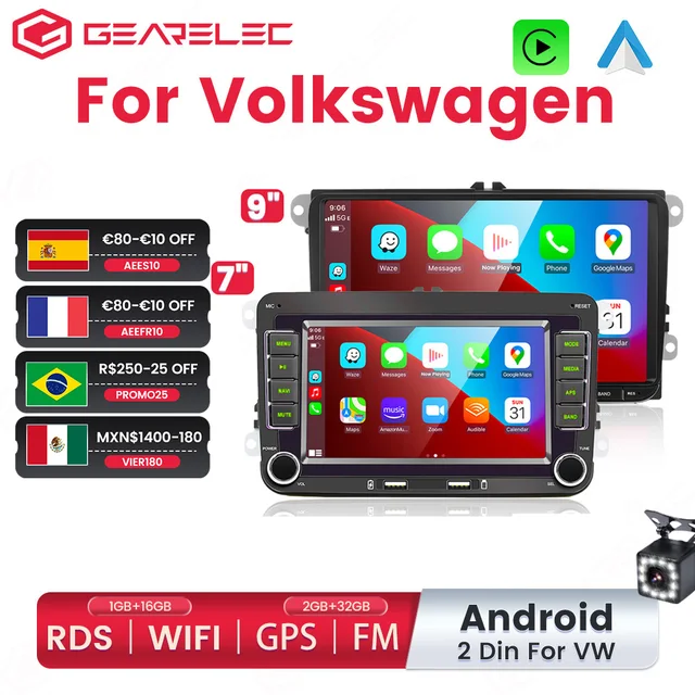 Top Performance with the 2 Din Android Car Radio GPS WiFi RDS Carplay Autoradio Multimedia Player For Volkswagen golf 5 6 Passat b6 b7 Skoda Polo Jetta