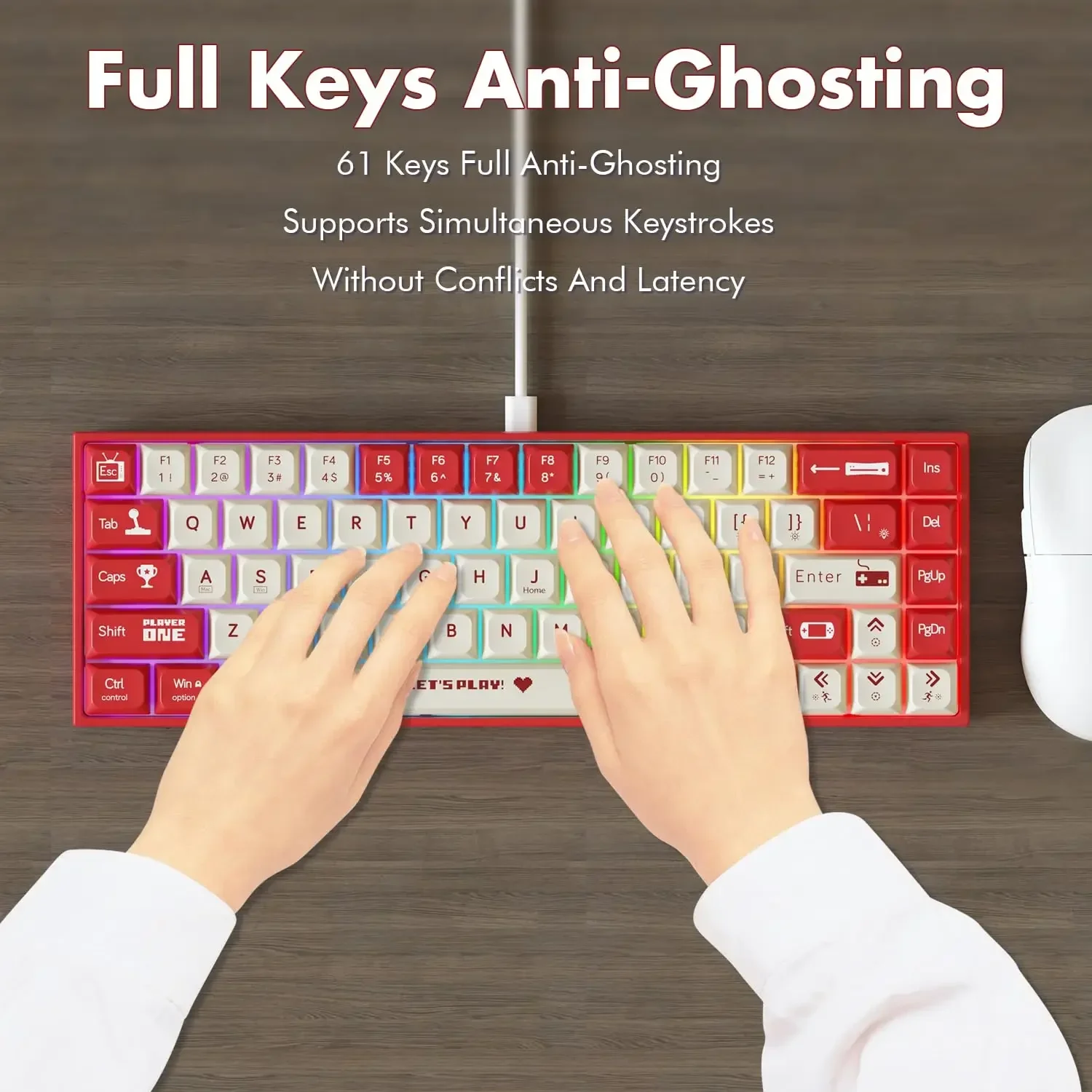 AK680 Mechanical Keyboard Wired Gaming Hot Swap Ergonomic 68 Keys E-sport Office Type-C Laptop Accessories Gamer Gift