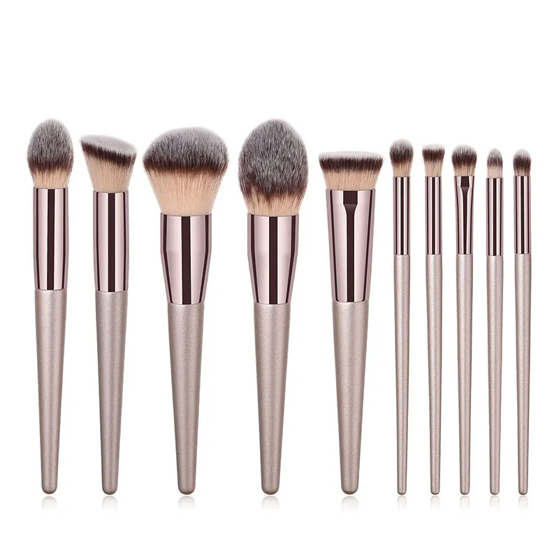 Luxurious Champagne Makeup Brush Set for Women - Complete Beauty Tools Collection