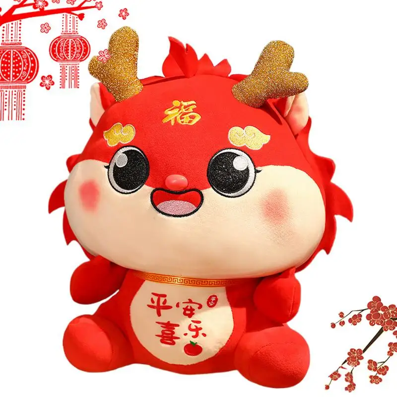 Year Of The Dragon Doll Simulated Dragon Chinese Mascot Doll Plush Toy Zodiac Dragon Doll Pillow New Year Decoration Gifts