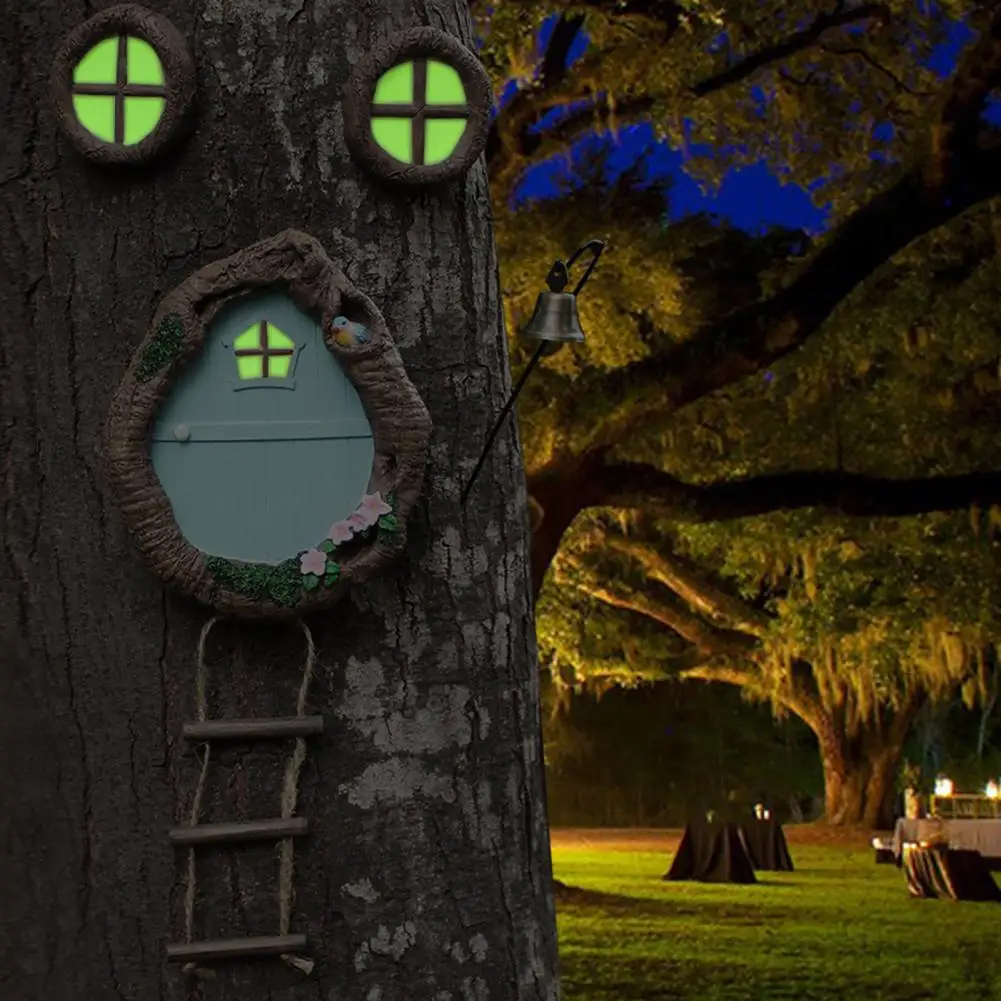 

Home Decoration Resin Fairy Door Decor Realistic Fairy Garden Decor Waterproof Tree Hanging Figurine for Window or for Fairy