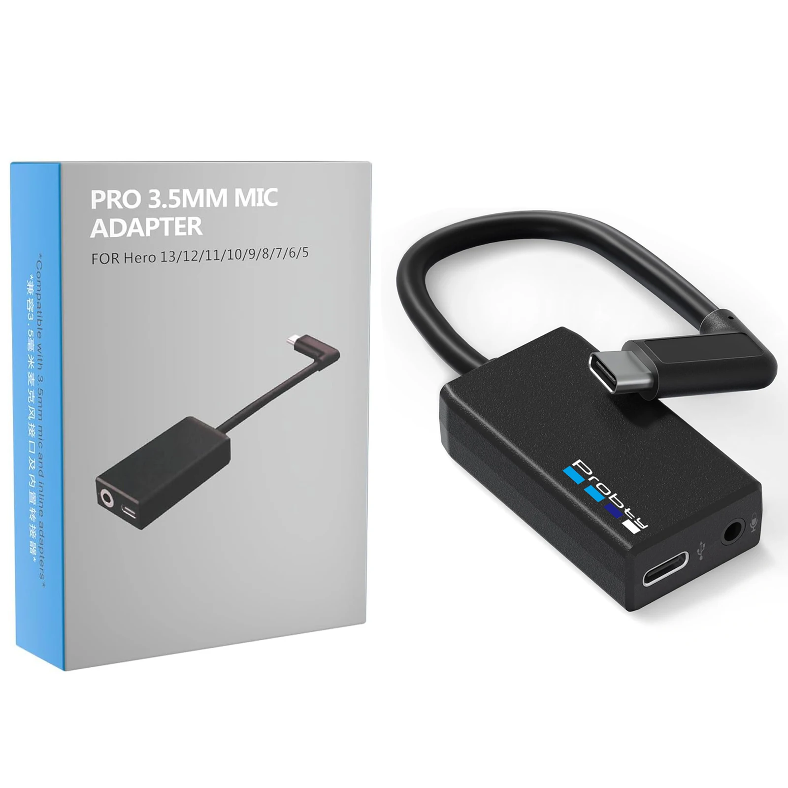 Adaptateur Microphone 3.5mm pour GoPro Hero 13/12/11/10/9/8/7/6/5