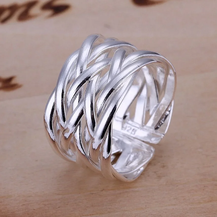 

Hot for Women Wedding Color Silver Rings Valentine Gifts Open Ring Party Beautiful Trendy Jewelry Free Shipping