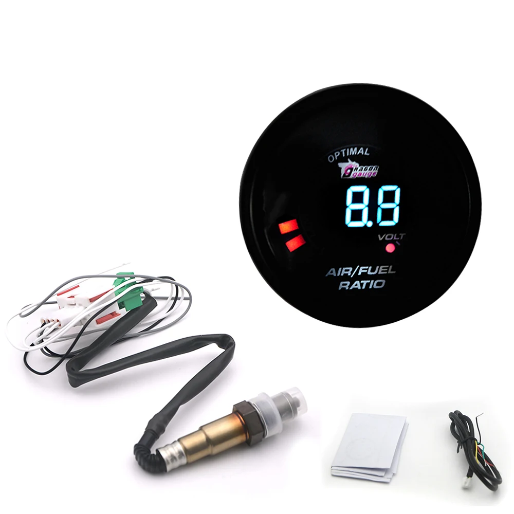 Car Gauge 52mm Digital Air Fuel Ratio Gauge With Narrowband O2 Oxygen Sensor Fit for 12V Car OEM: 0258006028 6238SW