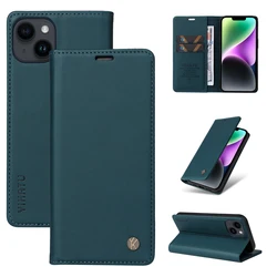 Elegant Leather Wallet Case with Magnetic Flip, Card Slots, and RFID Blocking Protection for iPhone 7 Plus (Green)
