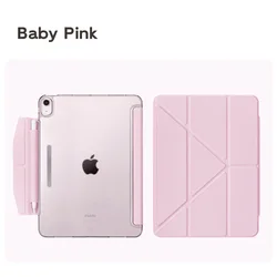 Vibrant Translucent Case with Pencil Pouch - Magnetic Closure, Full Protection, Scratch & Drop Resistant - iPad Mini 6 7 (Baby Pink)